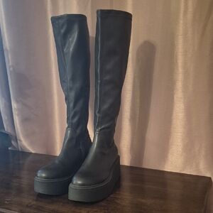 Black Knee-High Platform Boots